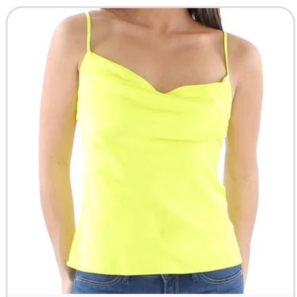 Cowl neck, yellow tank top